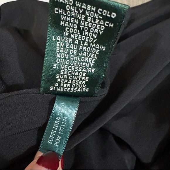 Lauren Ralph Lauren Ruched Sleeveless Dress Black White Size 8P Classic Stretch - Picture 13 of 13